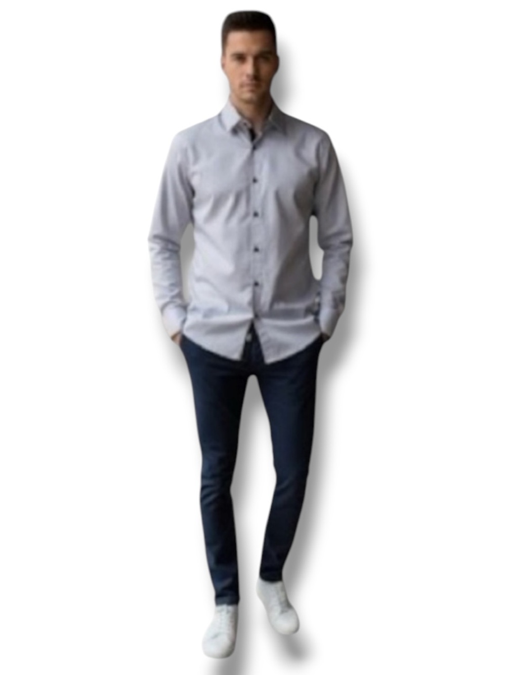 HHGKED Men’s Shirt NWT Light Grey Button-Down European & American Style Size XL